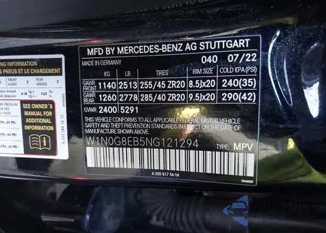 2022 Mercedes-Benz Glc 300 4Matic Suv from USA, damaged, VIN W1N0G8EB5NG121294